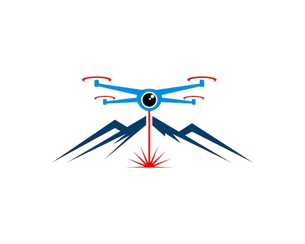 Vector blue drone and mountain scene