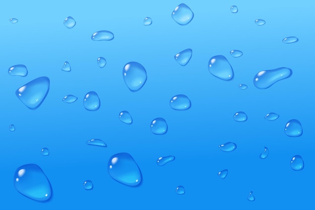 Blue drops background Condensate glass in macro texture Cold beverage concept