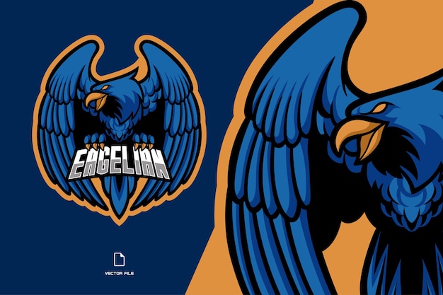 Logo del gioco esport mascotte aquila blu per la squadra di gioco