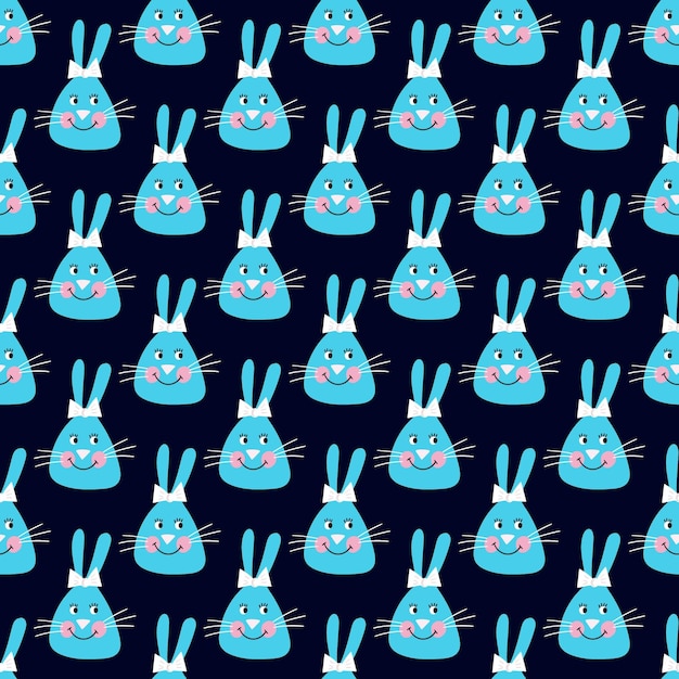 Вектор Голубые пасхальные кролики на голубом фоне