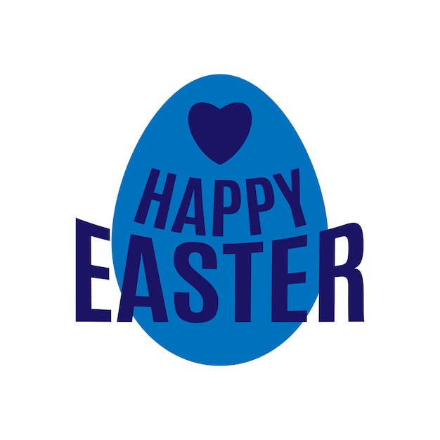 Blue Easter Egg met hart en tekst Happy Easter Design elementen voor kerstkaarten