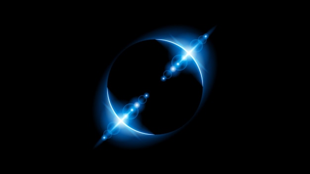 A blue eclipse with a blue ring around it.