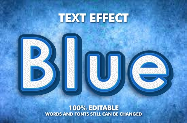 Blue editable text effect blue 3d realistic style blue background