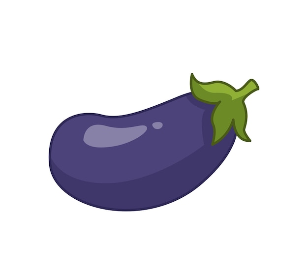 Vector blue eggplant vector illustration of a vegetable in a cartoon childish style isolated