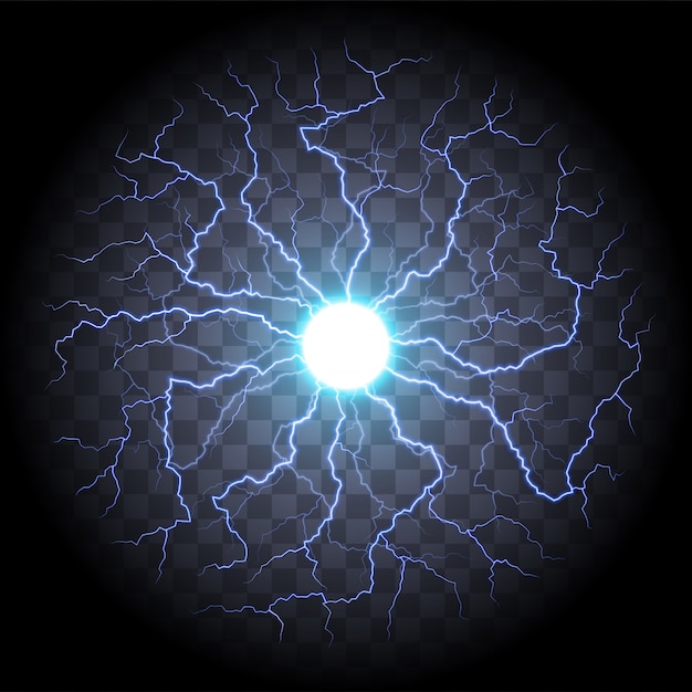 Vector blue electric light flash or   lightning bolt