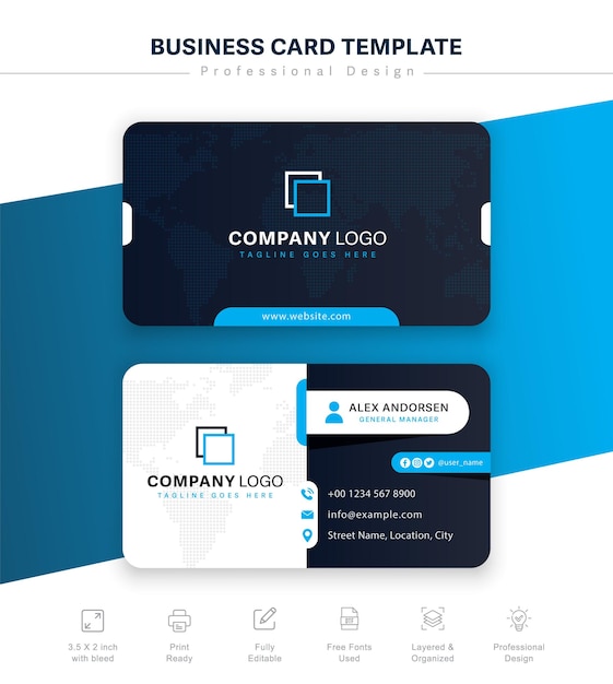 Blue elegant business card template