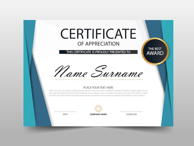 Vector blue elegant certificate