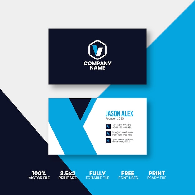Vector blue elegant corporate business card