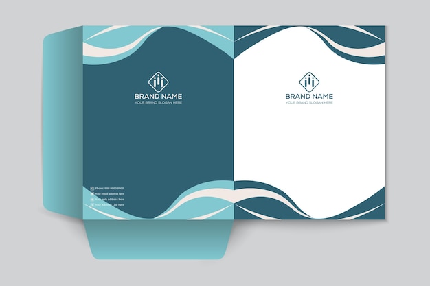 Vector blue elegant corporate presentation folder template