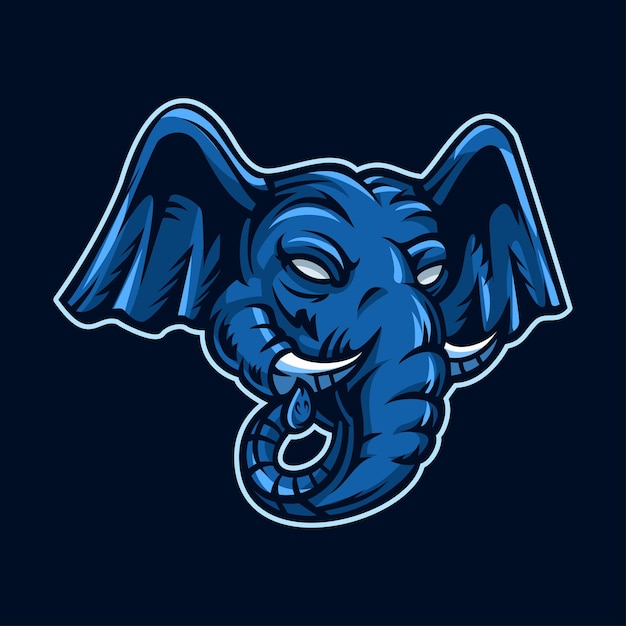 Vector blue elephant head mascot illustration