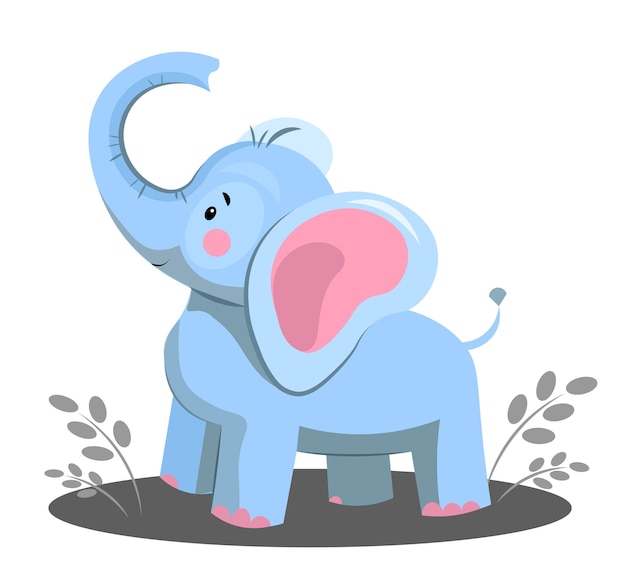 Vector blue elephant on white background