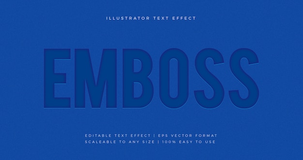 Vector blue embossed text style font effect