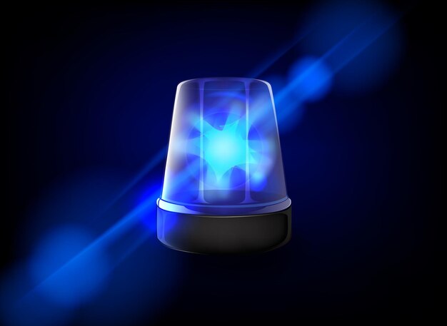 Blue emergency flashing siren vector