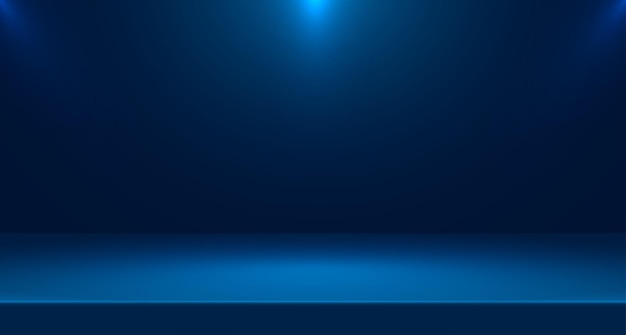 Vector blue empty room studio used for background and display of content design banner for advertise