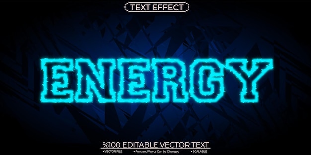 Vector blue energy editable and scalable text effect