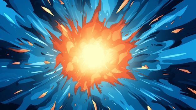 Vector a blue explosion with a yellow star in the middle