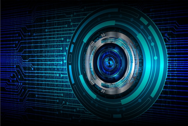 Vector blue eye ball cyber circuit technology concept