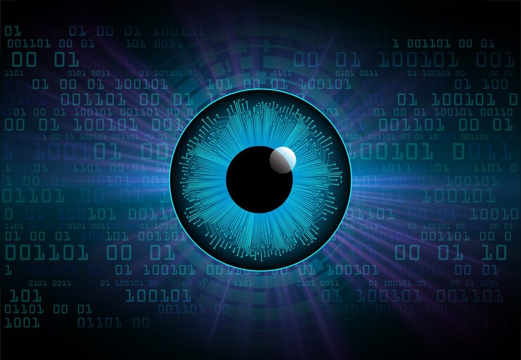 Vector blue eye ball cyber future technology concept background
