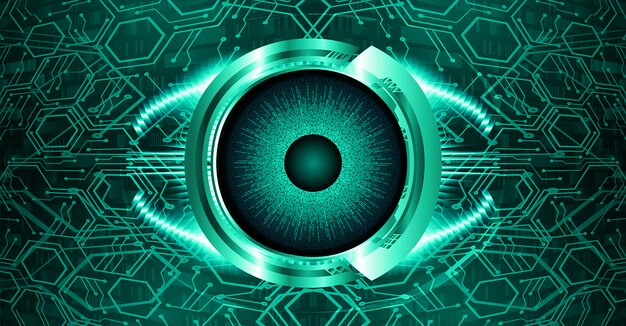 Vector blue eye cyber circuit future technology background