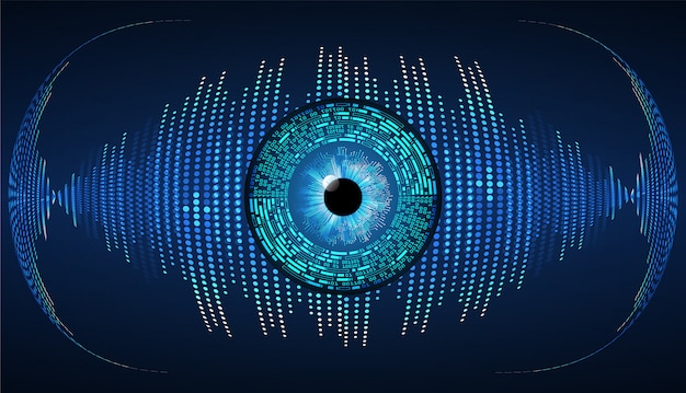 Vector blue eye cyber circuit future technology background