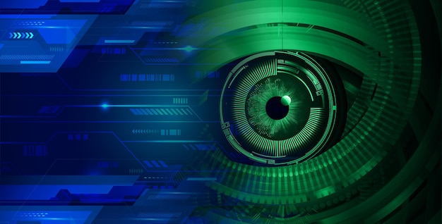 Vector blue eye cyber circuit future technology concept background