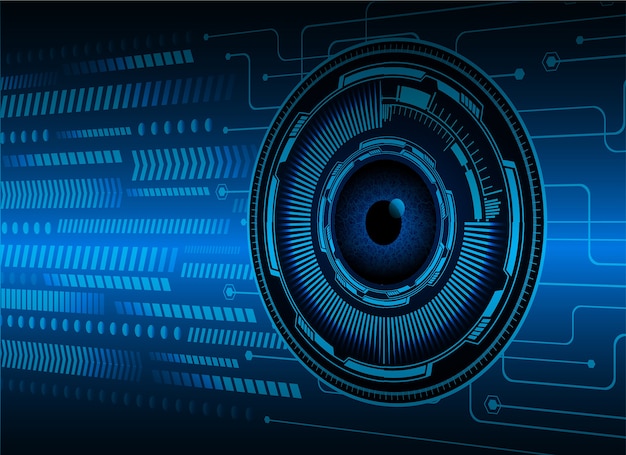 Vector blue eye cyber circuit future technology concept background