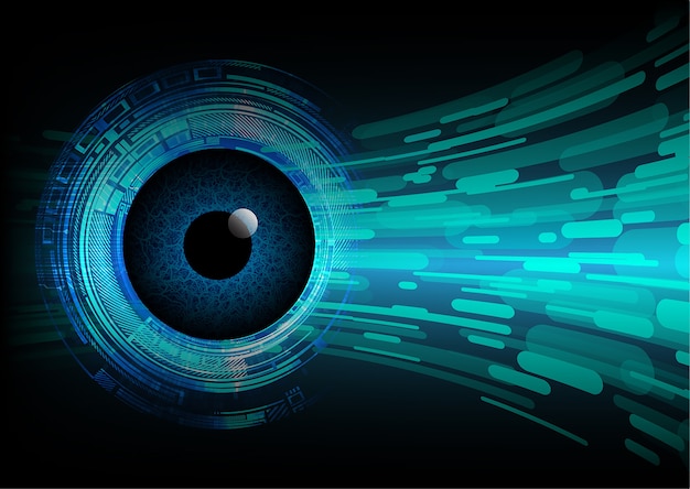 Vector blue eye cyber circuit future technology concept background