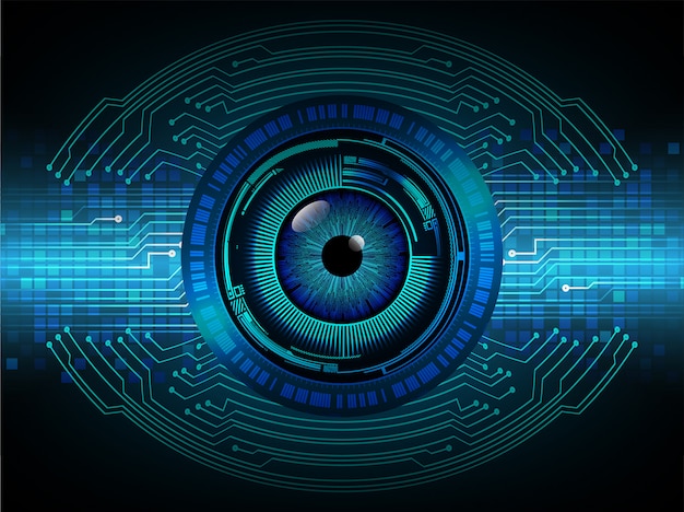 Blue eye cyber circuit future technology concept background