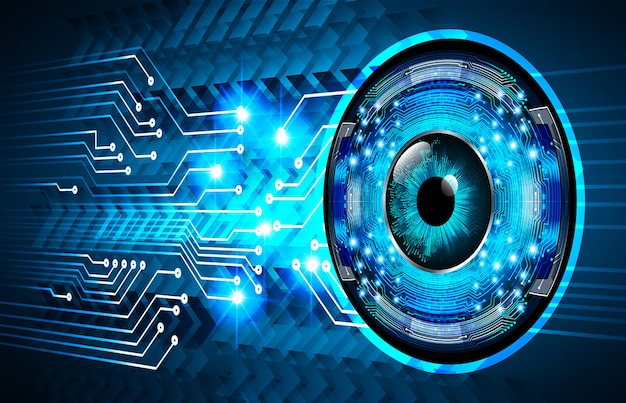 Vector blue eye cyber circuit future technology concept background