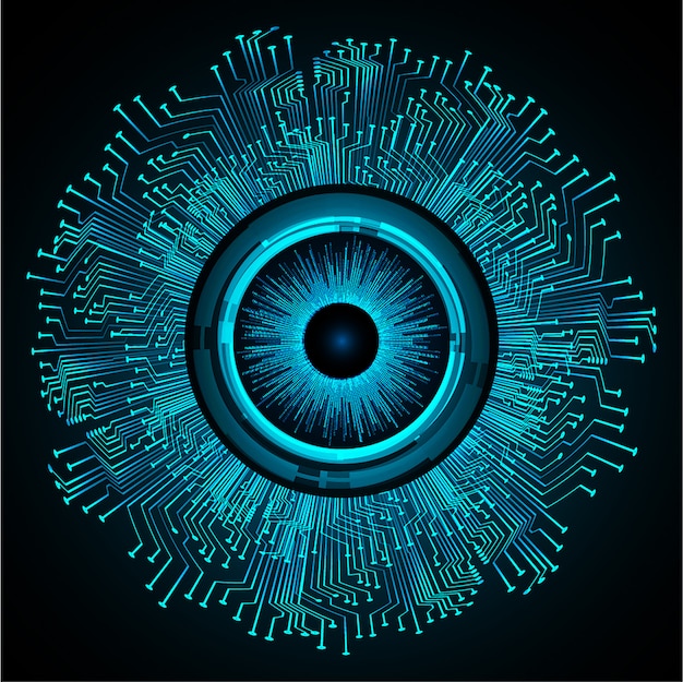 Blue eye cyber circuit future technology concept background