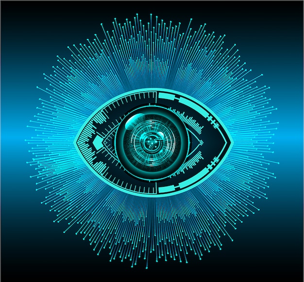 Blue eye cyber circuit future technology concept background