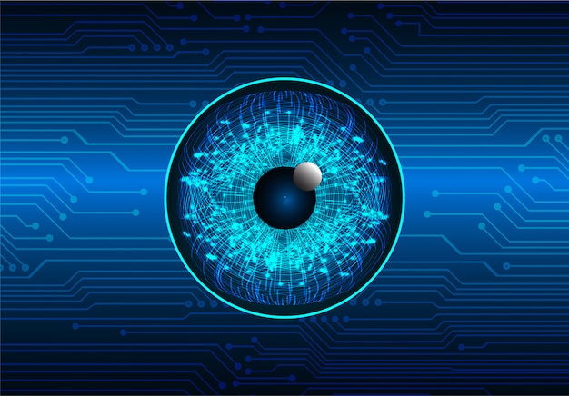 Vector blue eye cyber circuit future technology concept background