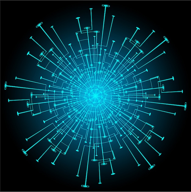 Vector blue eye cyber circuit future technology concept background