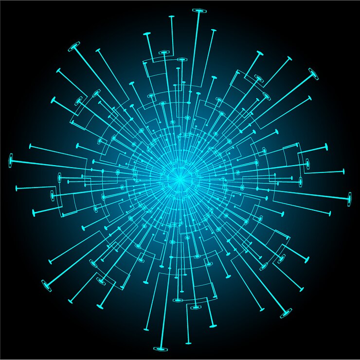 Vector blue eye cyber circuit future technology concept background