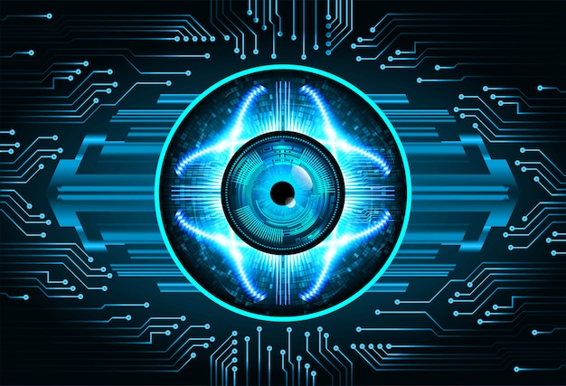 Vector blue eye cyber circuit future technology concept background