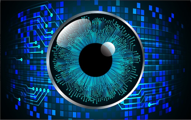 Blue eye cyber circuit future technology concept background