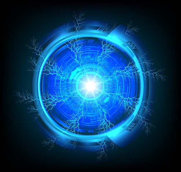 Голубой глаз кибер цепи будущей технологии концепции фон