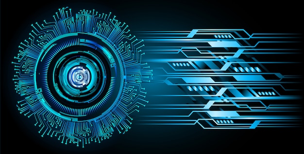 Blue eye cyber circuit future technology concept background