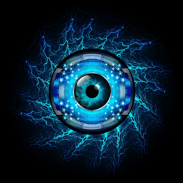 Blue eye cyber circuit future technology concept background