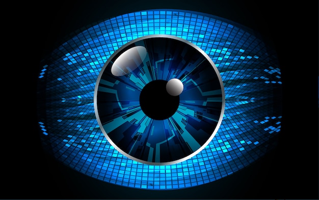 Vector blue eye cyber circuit future technology concept background