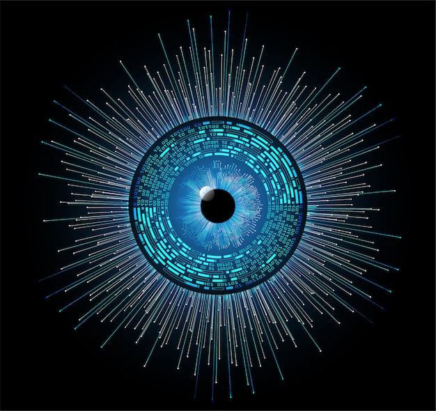 Vector blue eye cyber circuit future technology concept background