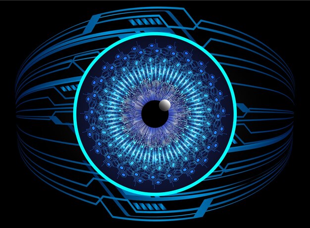 Vector blue eye cyber future technology concept background