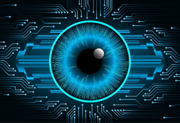 Blue eye cyber security concept background