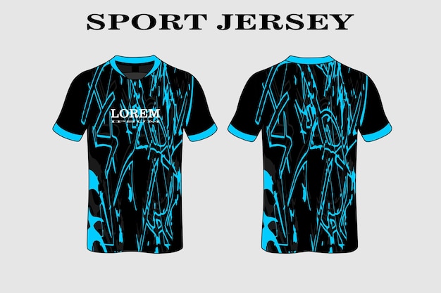 Blue Fabric textile design for Sport tshirt soccer jersey for soccer club uniform front and back