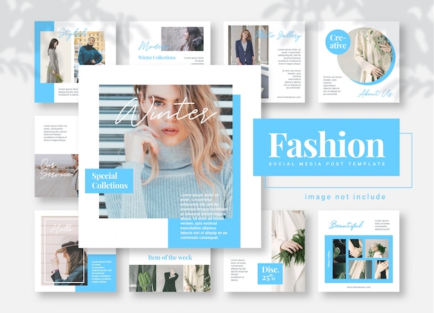 Vector blue fashion social media post template banners