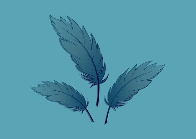 Blue feather art vector silhouette feather