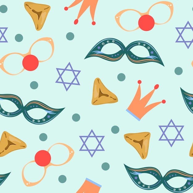 Blue festive purim seamless background