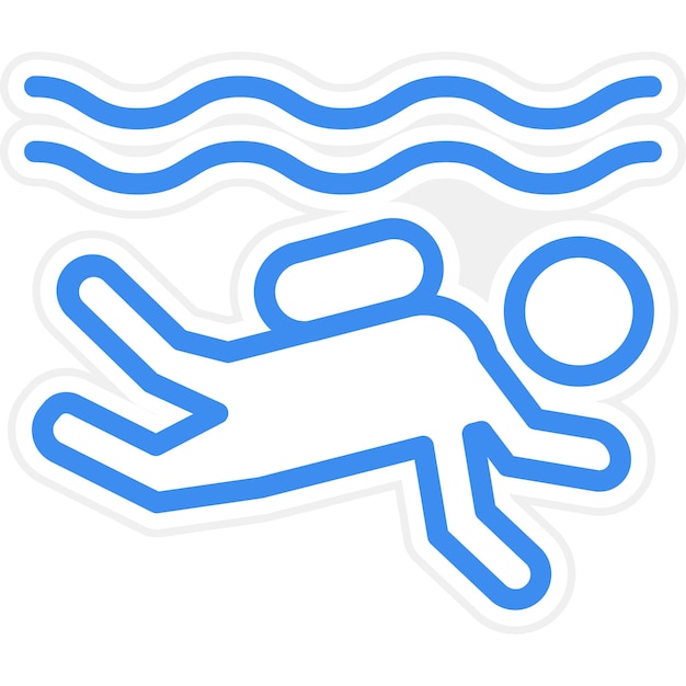 Vector a blue figure with the words  a man swimming  on it