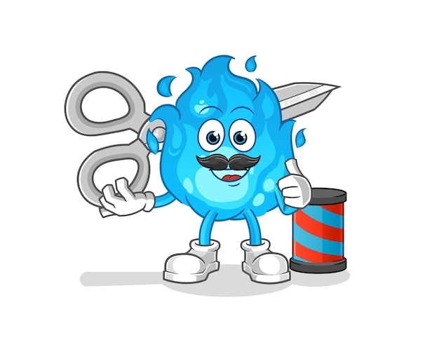 Blue fire barber cartoon cartoon mascot vector