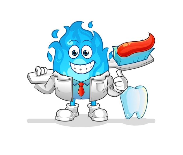 Blue fire dentist illustration character vector